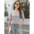 thumbnail image 3 of Fashion Solid Color Women Summer Casual Top Office Blouse, 3 of 6