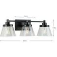 thumbnail image 3 of Hinton Collection Three-Light Matte Black Clear Seeded Glass Farmhouse Bath Vanity Light, 3 of 6