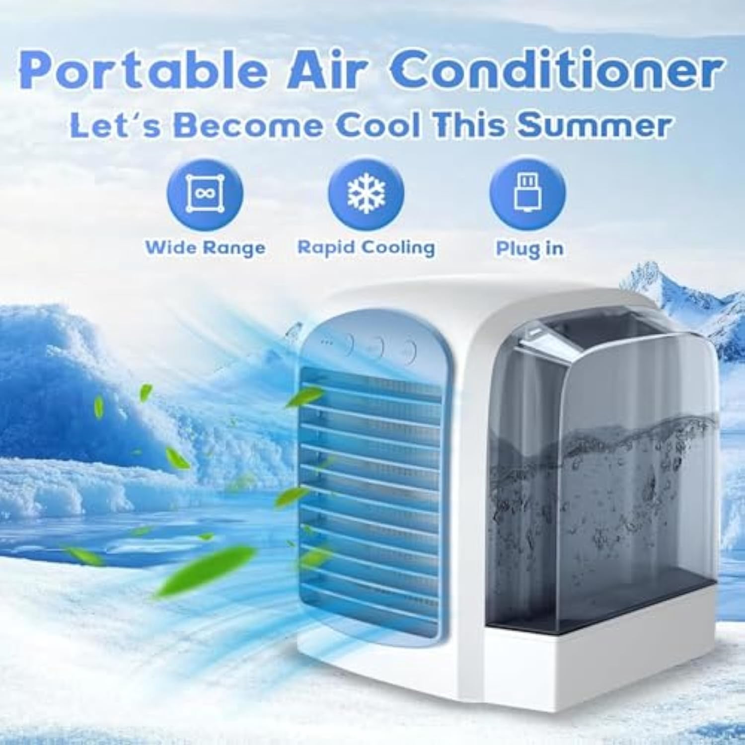 Breeze Box Ac, Breeze Box Air Conditioner, Breeze Box Portable AC, Cooling Portable Air Conditioner, Three Modes, 380ml Large Water Tank (Gray)