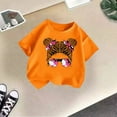 thumbnail image 5 of Huesdet Girls Toddlers' Short-Sleeve Graphic T-Shirts Crewneck Kids Tee Tops Girl Clothes Outifit(Orange,5-6 Years), 5 of 5