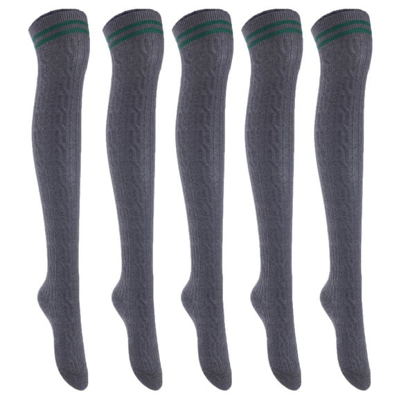 5 Pairs Awesome Women Thigh High Cotton Boot Socks. Soft And Durable Knee High Socks, Perfect As Winter & Spring Socks Size 6-9 Dark Grey T1023-5p1c2