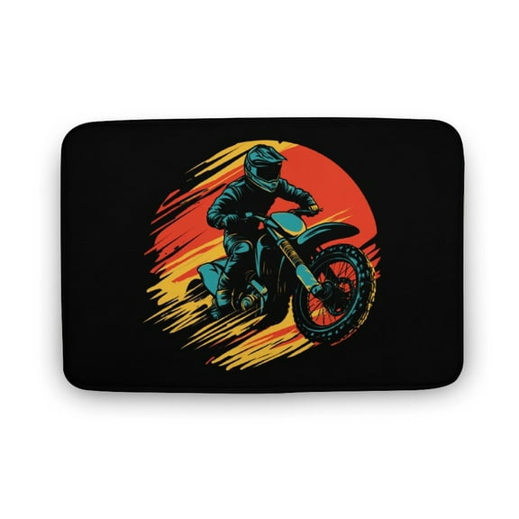 Dirt Bike Off-Road Mountain Motorcycle Race Welcome Door Mat for Home Entrance Outdoors Mats Entry Rugs Non Slip Coral Velvet Inside Floor Mats 15.7"x23.6"