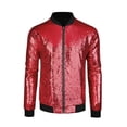 thumbnail image 1 of Chaqueta universitaria para hombre, fiesta de Halloween, disco, brillante, brillante, lentejuelas, chaqueta de bombardero rojo S, 1 of 7