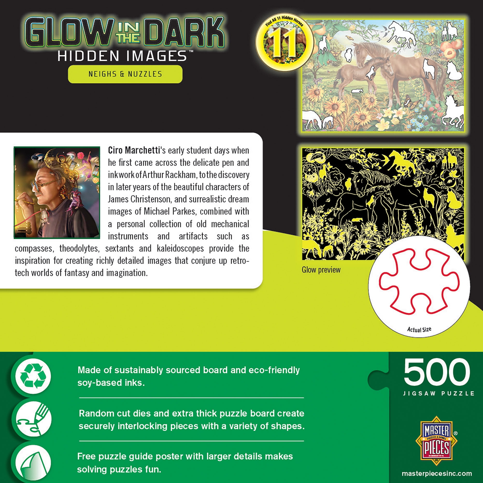 Hidden Images Glow In The Dark - Neighs and Nuzzles 500 Piece Puzzle