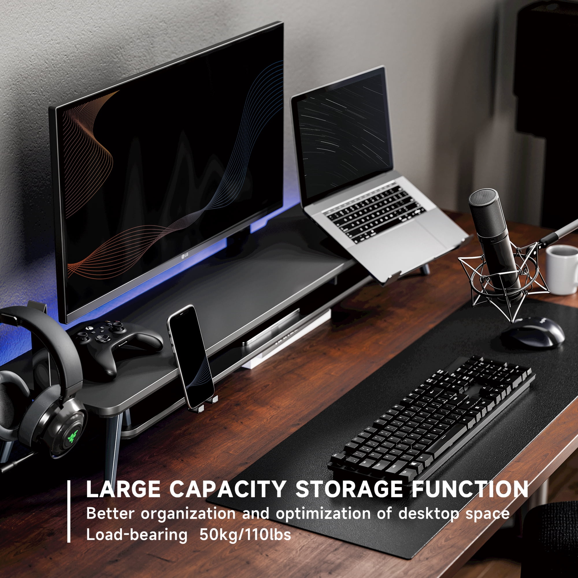 Fenge Monitor Stand, Dual Monitor Riser for 2 monitors with Adjustable Laptop Riser