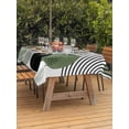 thumbnail image 3 of Outdoor Tablecloth with Umbrella Hole for Patio/Picnic/Party/Camping, Boho Geometric Waterproof Table Cloth Rectangle Table Cover Washable, Green Ethnic Abstract Stripes Motifs (54"x 80"), 3 of 8