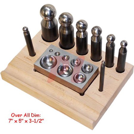 Generic Punch - 10 PC Dapping Block Punch Puncher Round Circle Metal Forming Steel 5 to 27 mm, 10 PC SWAGE Block Puncher By Generic