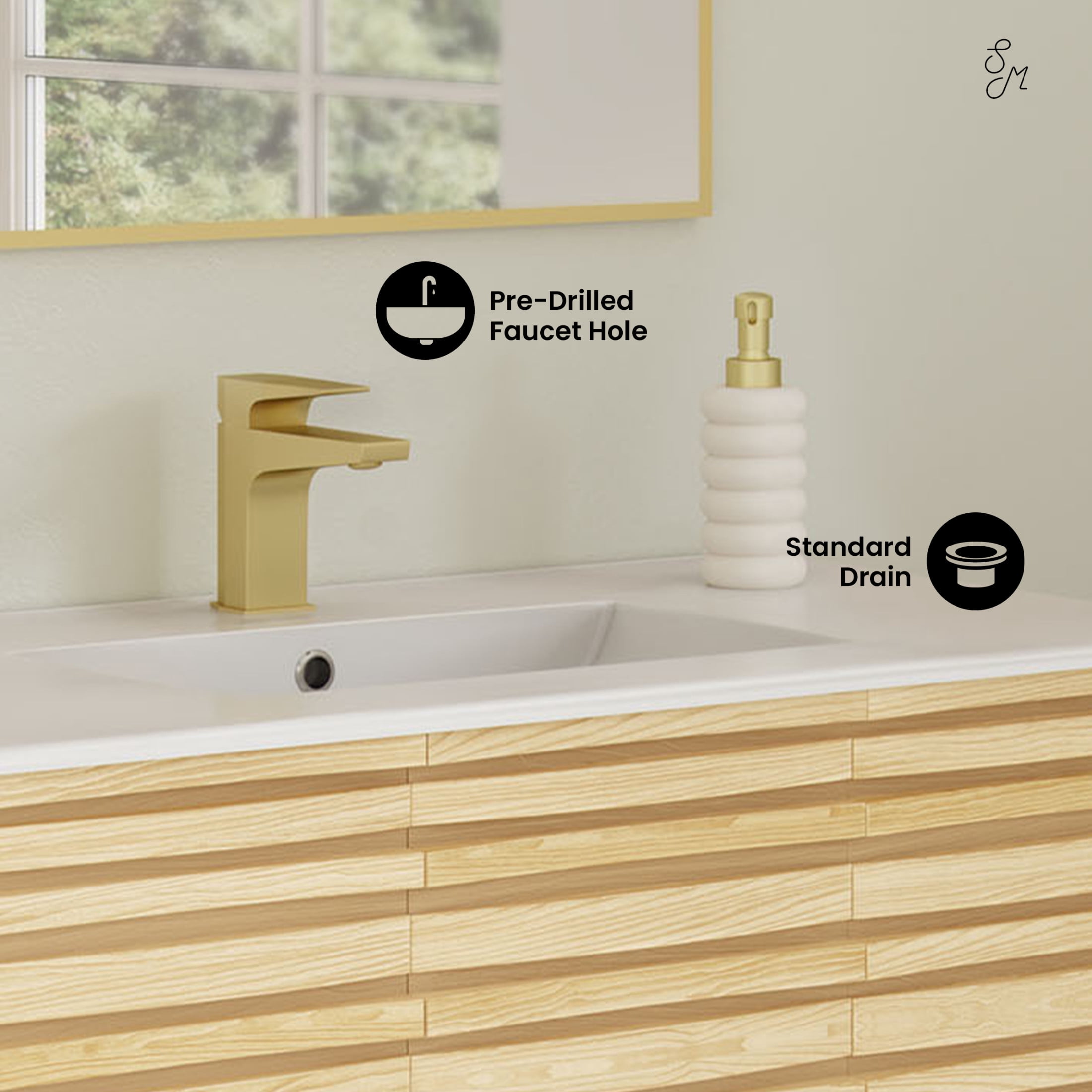 Cascade 36" Freestanding Bathroom Vanity in Natural oak with Sink Top