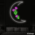 thumbnail image 2 of Craftnamesign Crescent Moon Flora Neon Sign, Room Wall Art, Bedroom Decor, 2 of 4
