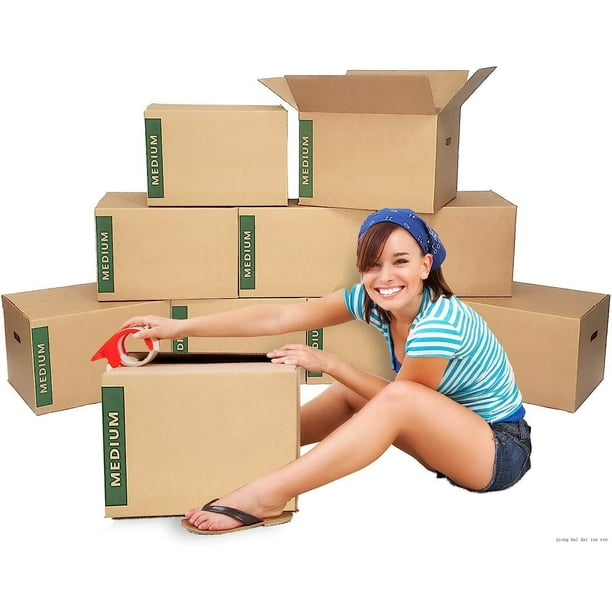 Medium Moving Boxes With Handles Pack Of 10 18"X14"X12" Cheap Cheap