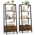 thumbnail image 1 of Gymax 2PCS Bookshelf w/ 2 Storage Drawers Sturdy Metal Frame Anti-toppling Devices Brown, 1 of 10