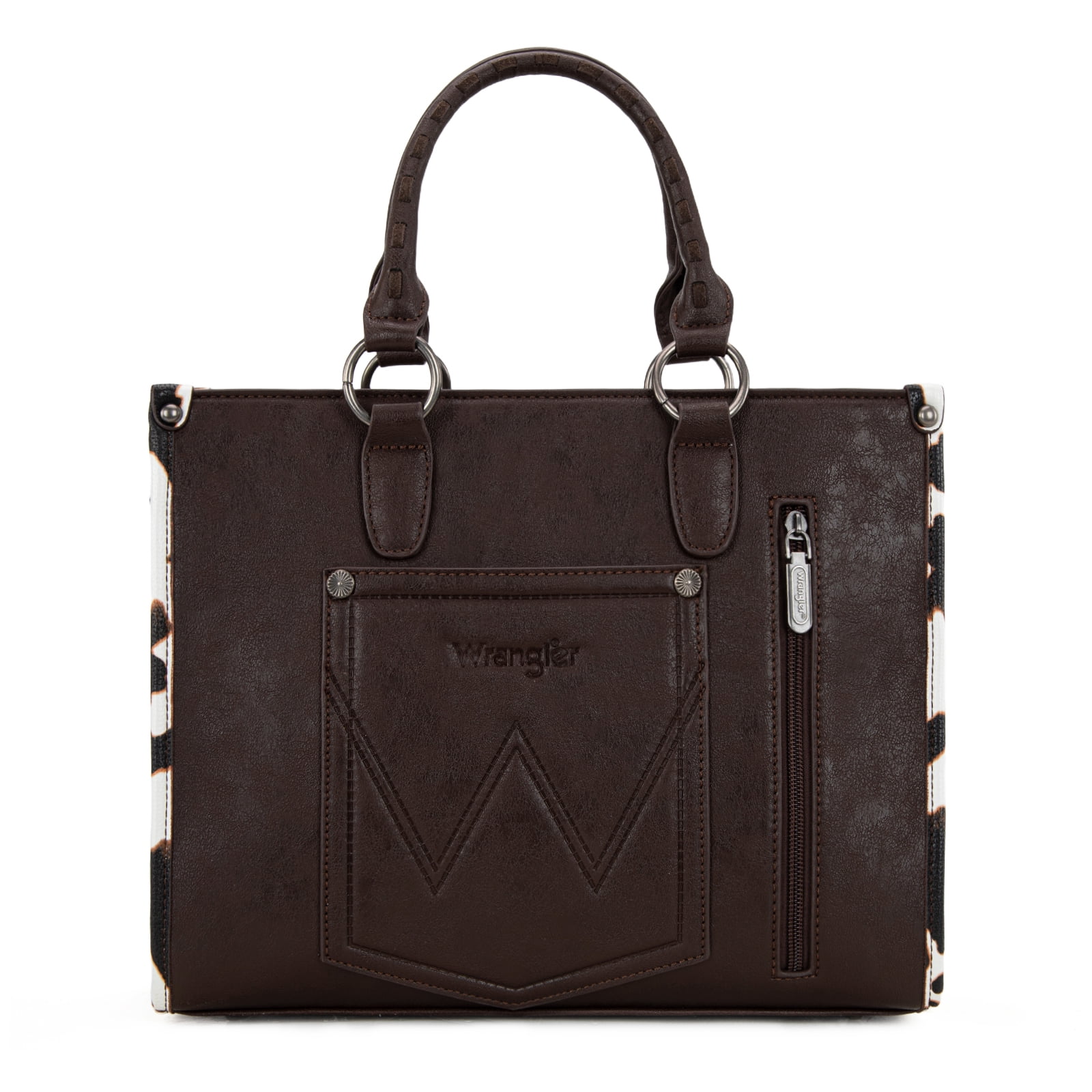 Wrangler Cow Print Tote Bag for Women Western Purse Boho Top Handle Satchel Handbag, Cow-Coffee
