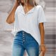 thumbnail image 4 of Gibobby Camiseta Powerblend con Cuello en V Camiseta suelta informal con cuello en V para mujer, blusa manga corta con estampado(Blanco,M), 4 of 5