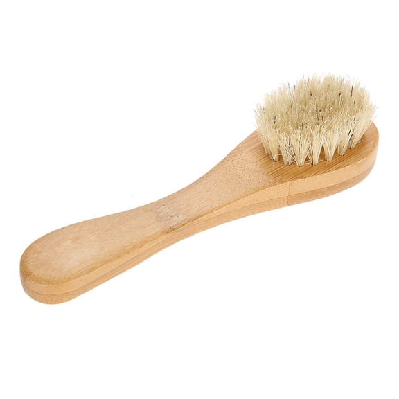 Face Brush, Wooden Handle Manual Face Dry Brush, Bristles Exfoliating Face Brushes
