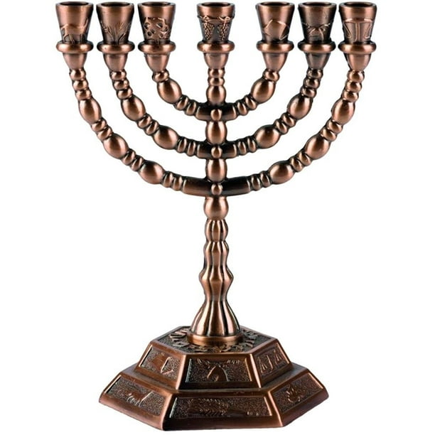 Jewish Candle sticks menorah 7 branches 12 tribes of Israel Menorah
