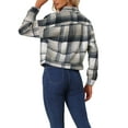 thumbnail image 3 of MODA NOVA Juniors Fall Lightweight Button Down Shirt Cropped Waffle Knit Shacket Jacket Gray Blue XS, 3 of 5