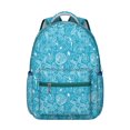 thumbnail image 1 of Coastal Seahorse Backpack for Student Waterproof Durable Composite Oxford Cloth with Tropical Seashells and Waves Print, Adjustable Straps, Comfortable and Spacious for School and Beach, 1 of 6