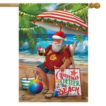 Briarwood Lane Beach Time Santa Christmas House Flag