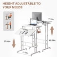 thumbnail image 5 of Edx Dual Desktop Height Adjustable Rolling Desk with Wheels, Treadmill Desk for Walking Pad, Mobile Computer Table with Cup Holder for Home Office Bedroom Living Room, White, 5 of 9