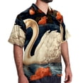 thumbnail image 2 of Swan Men's Poplin Shirt, Casual Short Sleeve Printed Button Down Summer Beach Unisex Shirts, 2 of 6