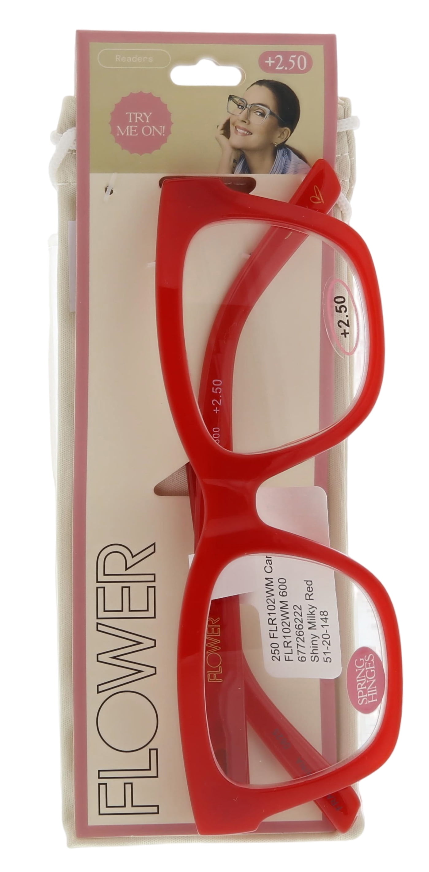 (2 pack) FLOWER Womens Reading Glasses - FLR102 Camellia +2.50