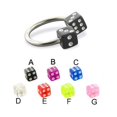 thumbnail image 1 of Circular Horseshoe Barbell With Acrylic Dice, 16 Ga,7/16" (11Mm),Blue, 1 of 1
