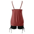 thumbnail image 3 of Womens Swimsuits Solid Color Stylish Ruffle Tankini Tops with Boyshorts Brown Bathing Suits for Women S, 3 of 6