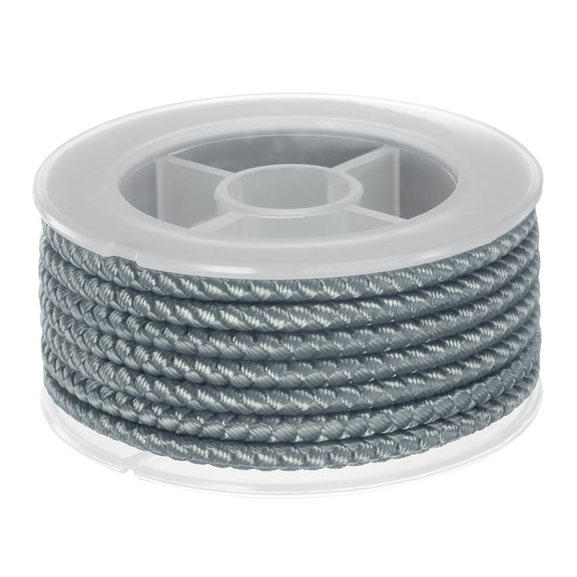 Unique Bargains Nylon Thread Twine Beading Cord 4mm Extra-Strong Braided Nylon Crafting String 3.2M/10.5 Feet, Grey