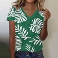 thumbnail image 2 of Tnhcen Women's Casual Floral Print V - neck Short Sleeve T - shirt 95% Polyester 5% Spandex Fake Cotton Stretchy Top Summer Loose Fit Plus Size S - 3XL Women's Blouse Shirt, 2 of 5