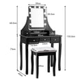 thumbnail image 3 of Set Tocador Costway con Espejo Rectangular y Taburete 10 Bombillas LED Negro 80 x 40 x 135,5 cm, 3 of 10