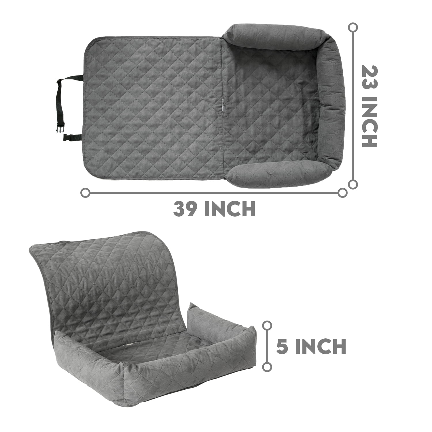 Precious Tails Co-Pilot Quilted Bolster Pet Car Seat Cover for Pets with Micro-Suede Fabric