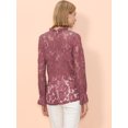thumbnail image 4 of Women's Long Bell Sleeve Sheer Floral Lace Blouse Tops, 4 of 5