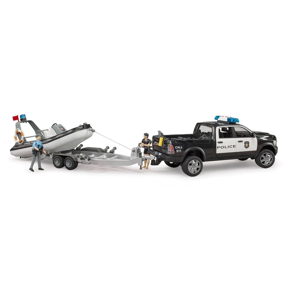1/16 Ram 2500 Police Pickup Truck with Trailer & Boat by Bruder 02507
