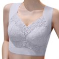 thumbnail image 2 of Gymayou Women Wireless Pullover Vest Lace Bra V-Neck Seamless Sleep Bralette Wide Comfort Strap Beauty Back Breathable Lingerie Light Blue M, 2 of 9