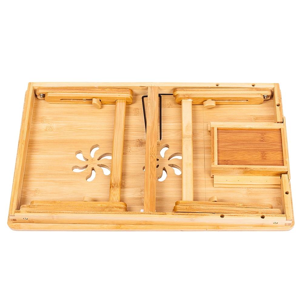 Kepooman Bamboo Laptop Desk, Adjustable Serving Bed Tray with Tilting Top, Wood Color Kepooman Bamboo Laptop Desk, Adjustable Serving Bed Tray with Tilting Top, Wood Color