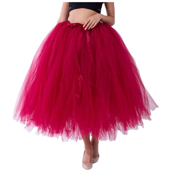 Mikilon Tutu Skirt Elastic Lady Teen Adult Tulle Tutu Skirt Long Ladies 80's Tulle Tutu Skirt