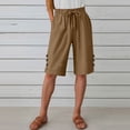 thumbnail image 1 of LVHAOGJOB Womens Shorts Linen Plus Size Summer Solid Color Drawstring Loose Elastic Waist Shorts Pants for Ladies with Pockets, 1 of 7