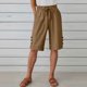 thumbnail image 2 of Pantalones de la Cintura Elástica de las Mujeres Medio Pantalones Cortos Botones de la Cintura Elástica de Verano Lino Bolsillos Pantalones, Lino de Algodón, 2 of 7
