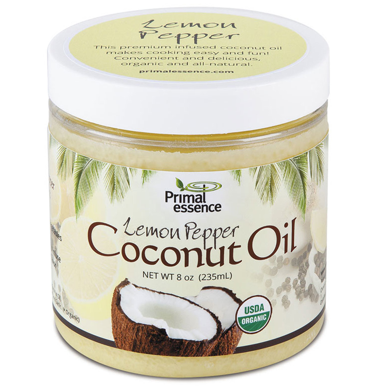 Primal Essence Organic Coconut Oil, Infused Lemon Pepper, 8 Oz