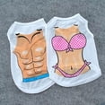 thumbnail image 5 of Farfi Pet Vest Bikini Pattern Casual Polyester Sexy Chest Muscle Puggy T-shirt for Summer (Pink,XS), 5 of 13