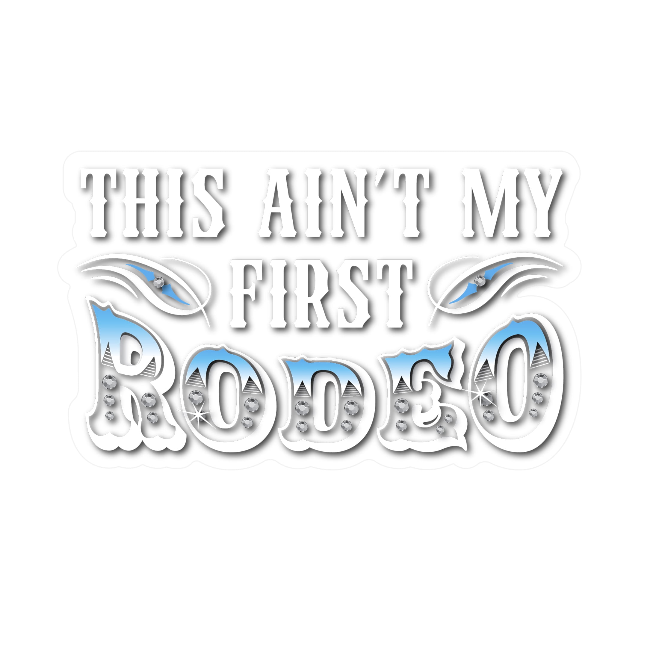 Auto Drive Rhinestone Rodeo Vinyl Vehicle Decal, White, 5.25” x 3.25”