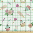 thumbnail image 2 of Ambesonne Ice Cream Fabric by the Yard Upholstery, Sweets Lollipop Cupcake, 1 Yard, Blush Multicolor, 2 of 5