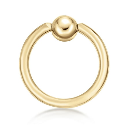 - Lavari - 14K Yellow Gold Captive Bead Hoop Lip Eyebrow Cartilage Tragus Nose Ring 16G