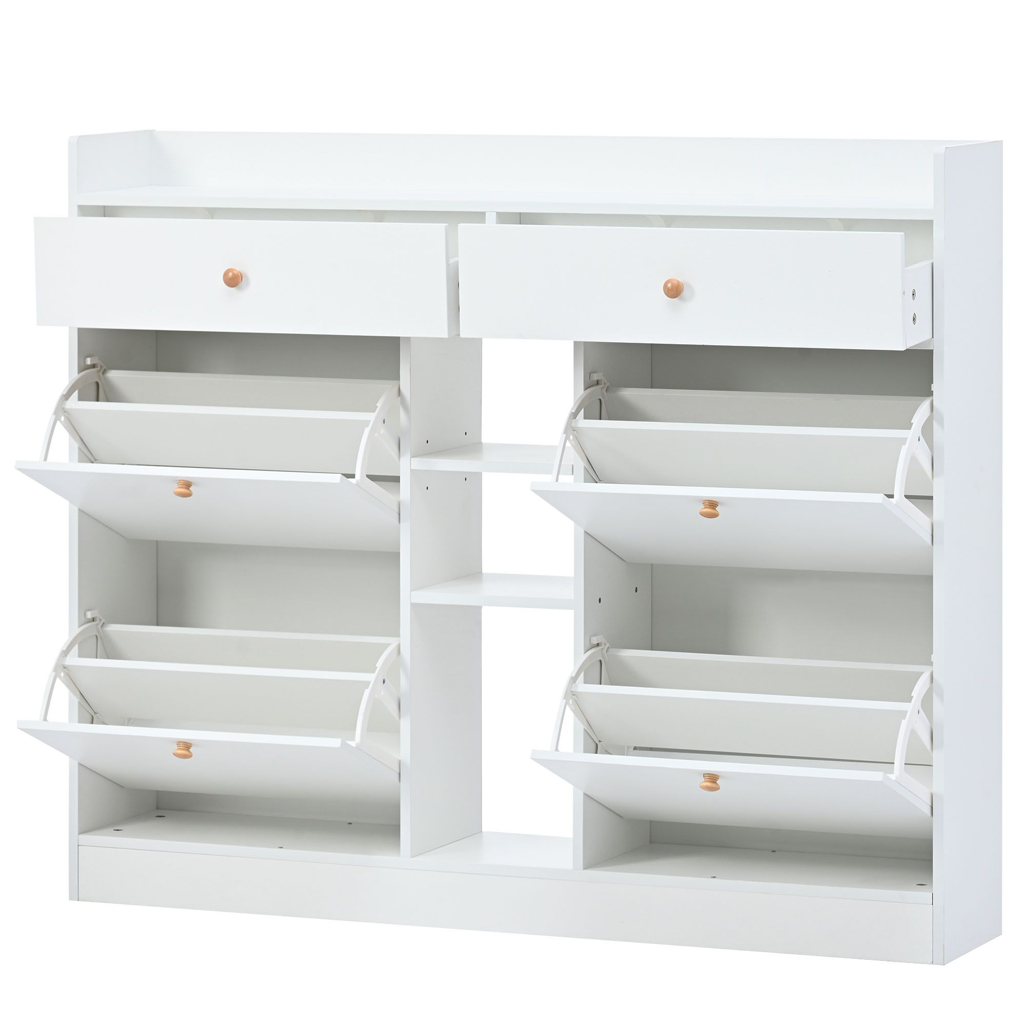 Aukfa Shoe Cabinet with 4 Flip Drawers and 2 Storage Drawers - White