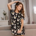 thumbnail image 3 of Fotbe Flowe Rooster Bata de Dormir para Mujer con Estampado, Camisón de Algodón de Manga Corta, Ropa de Dormir Casual, 3 of 6