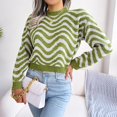 thumbnail image 2 of Vedolay Women's Sweaters Women's Fall Knitted V-Neck Collared Pullover Long Sleeve Winter Sweater,Green M, 2 of 5