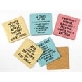 thumbnail image 2 of Inkdotpot Set of 6 Drink Coasters Decorative Non Slip Cork Base 4-inch Square Printed Coasters Easy Clean- Funny Quotes, 2 of 8