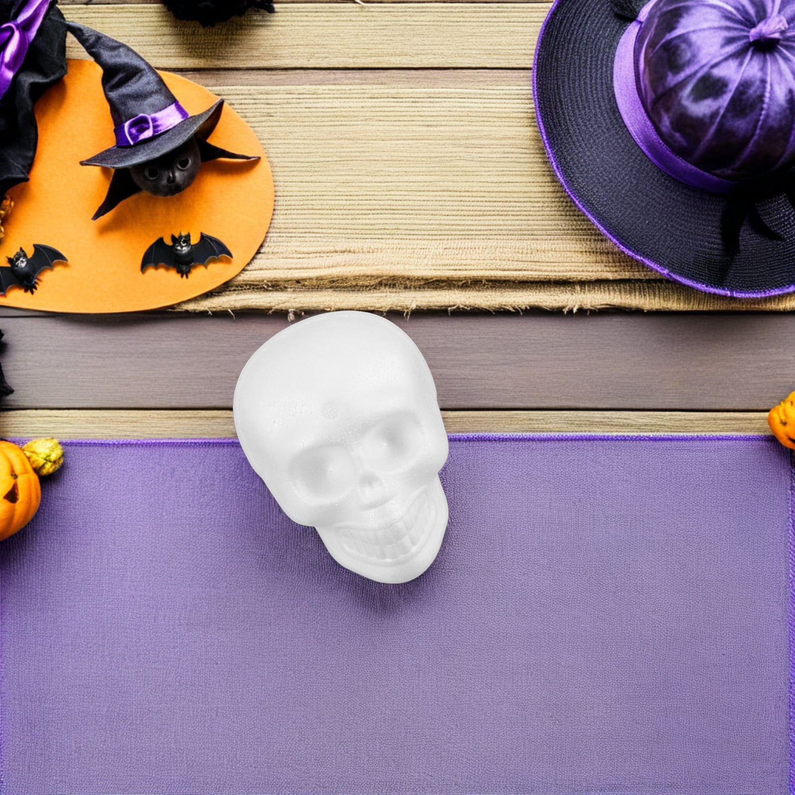 ETHZZLE White Foam Skull Heads for DIY Crafts - Lightweight and Durable Polystyrene Skulls 8Pcs