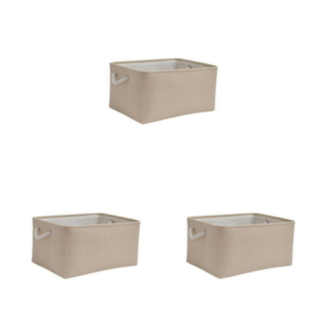 relayinert Conteneur de Rangement pour Organisation et Poignée en Corde Robuste Boîte de Rangement Pliable Beige 36*26*16 3ensemble