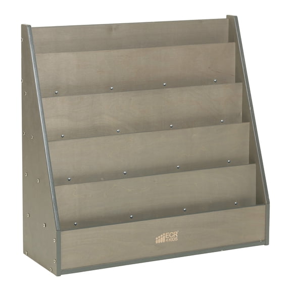 ECR4Kids Streamline Single-Sided Book Display with Storage, Classroom Bookshelf, Grey Wash